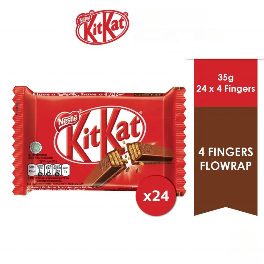 Hot Deal KitKat Chocolate 4F 35g - B/F Wholesale KitKat wafer dark chocolates and sweets exotic snacks