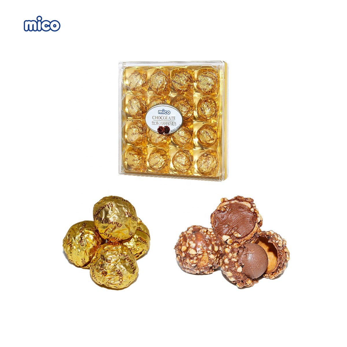 Factory candy wholesale Chocolate Chopped Hazelnut & Almond hersheys hersheys chocolate nut Golden Sweet Chocolate balls