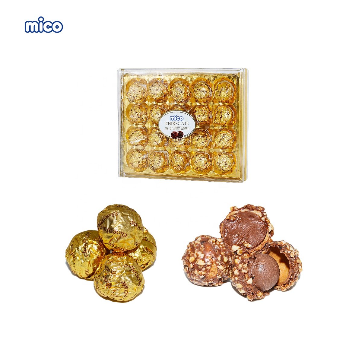 Factory candy wholesale Chocolate Chopped Hazelnut & Almond hersheys hersheys chocolate nut Golden Sweet Chocolate balls