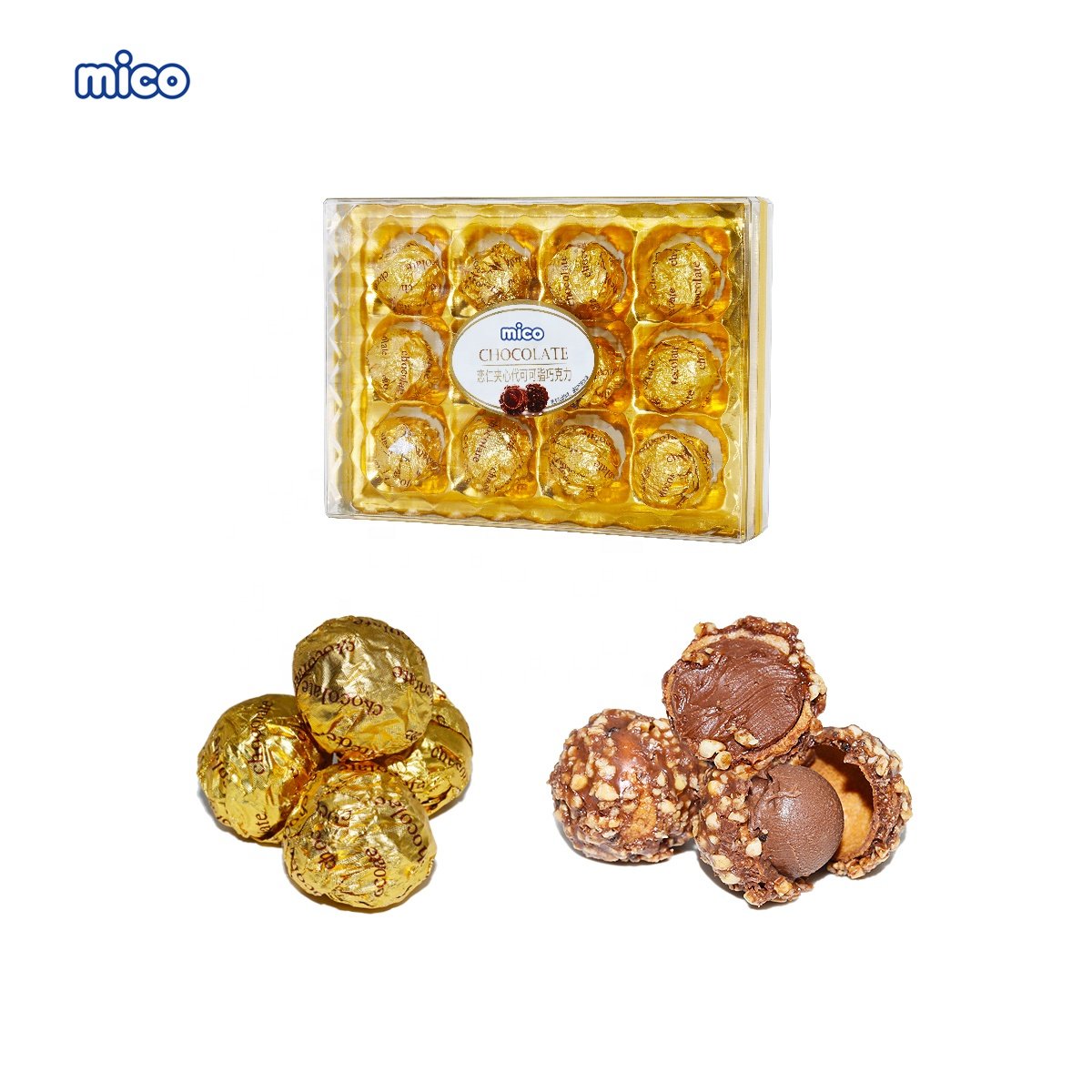 Factory candy wholesale Chocolate Chopped Hazelnut & Almond hersheys hersheys chocolate nut Golden Sweet Chocolate balls