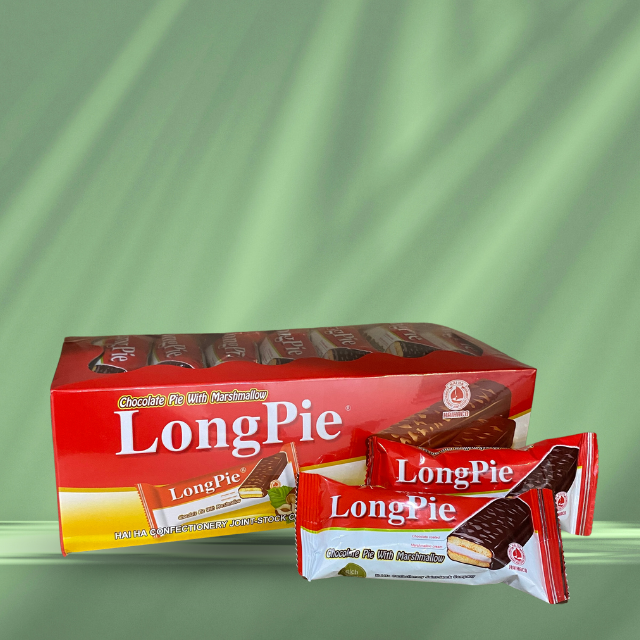 Chocolate Coated Soft pie Fast Shipping Marshmallow Chocolate Pie LONGPIE brand from HaiHa confectionery