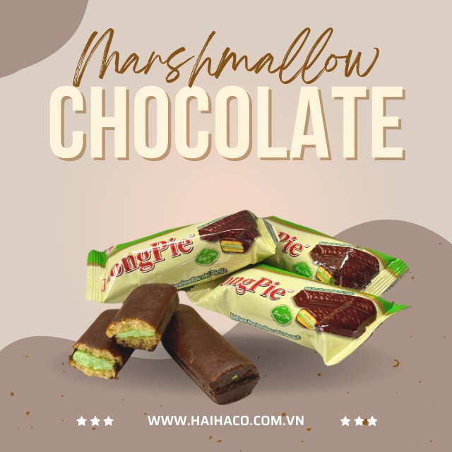 Chocolate Coated Soft pie Fast Shipping Marshmallow Chocolate Pie LONGPIE brand from HaiHa confectionery