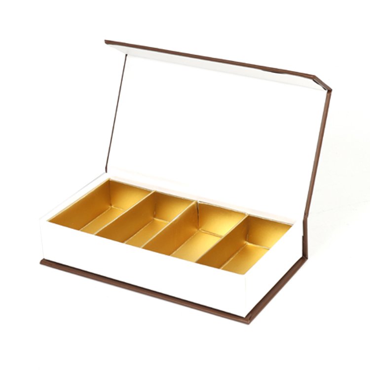 Flip magnetic custom chocolate gift box biodegradable empty chocolate box wholesale chocolate bonbon packaging box with divide
