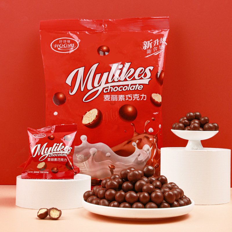 wholesale Mylikes chocolate 220g exotic snack food OEM candy biscuit chocolate bean Mylikes