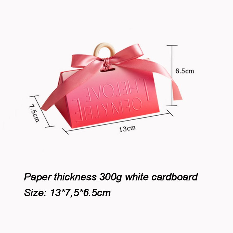 Chocolate Boxes Rose Red Decoration Candy Box with Ribbon and Wooden Beads Chocolate Bags Gift Packing Box