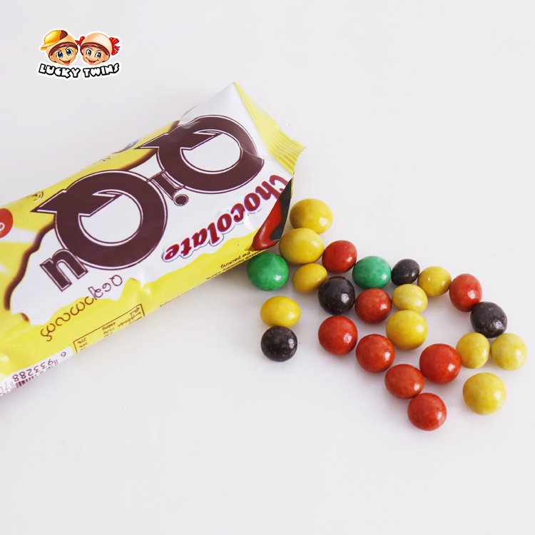 Halal chocolate and biscuit candy supplier rainbow customized colorful mini choco beans wholesales