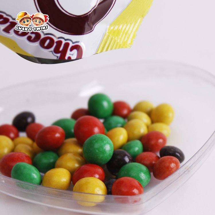 Halal chocolate and biscuit candy supplier rainbow customized colorful mini choco beans wholesales