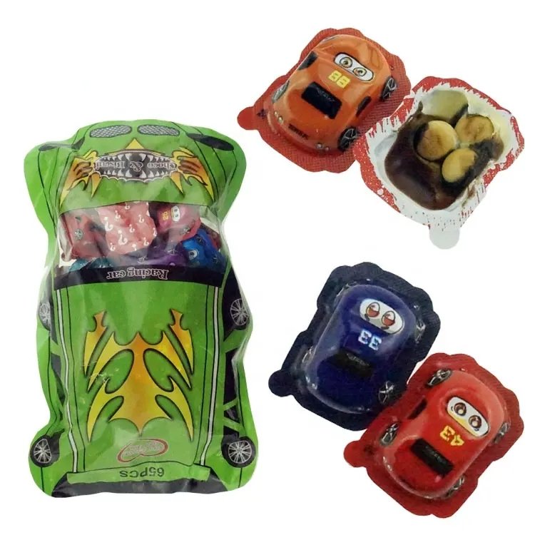 Private label mini racing car shape multiple cartoons chocolate biscuit cookies candy for boy