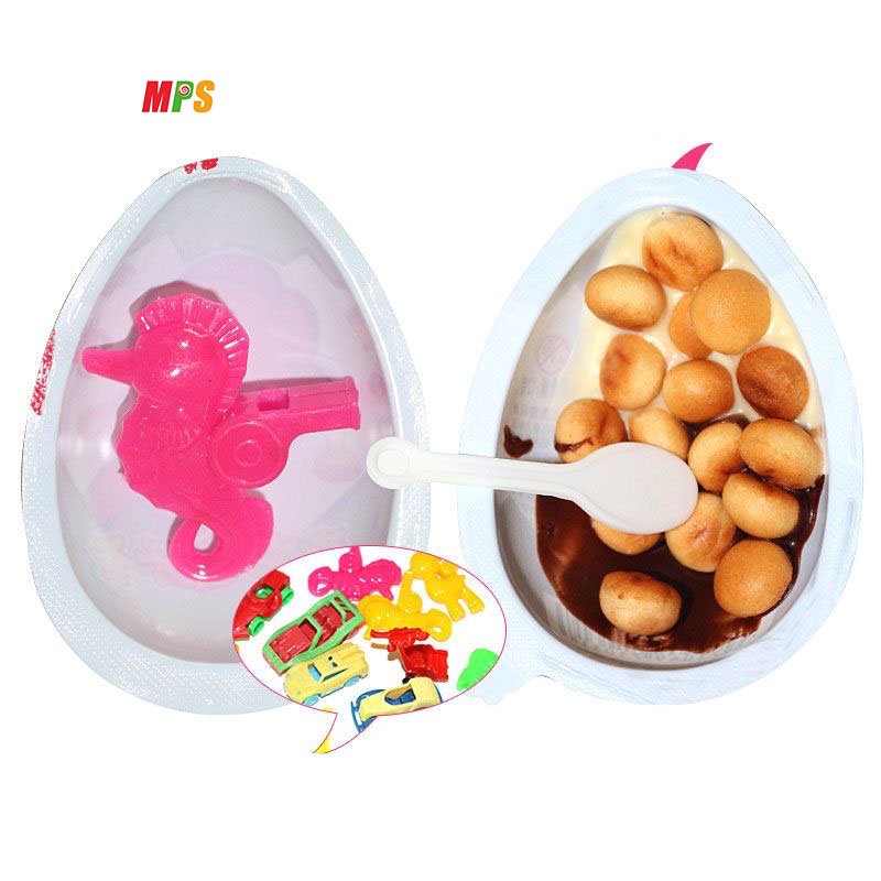 Candy Exporters Oem Surprise Egg Chocolate Cream With Biscuit Halal Customized With Fun Toys Chocolate Egg