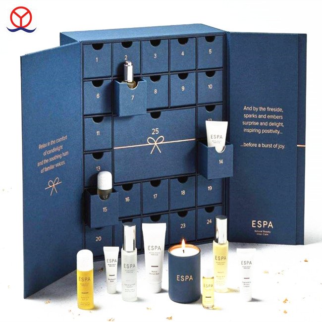 Custom logo surprise jewlery box packaging paper Cosmetic chocolate candle Christmas advent calender calendar box 12 days