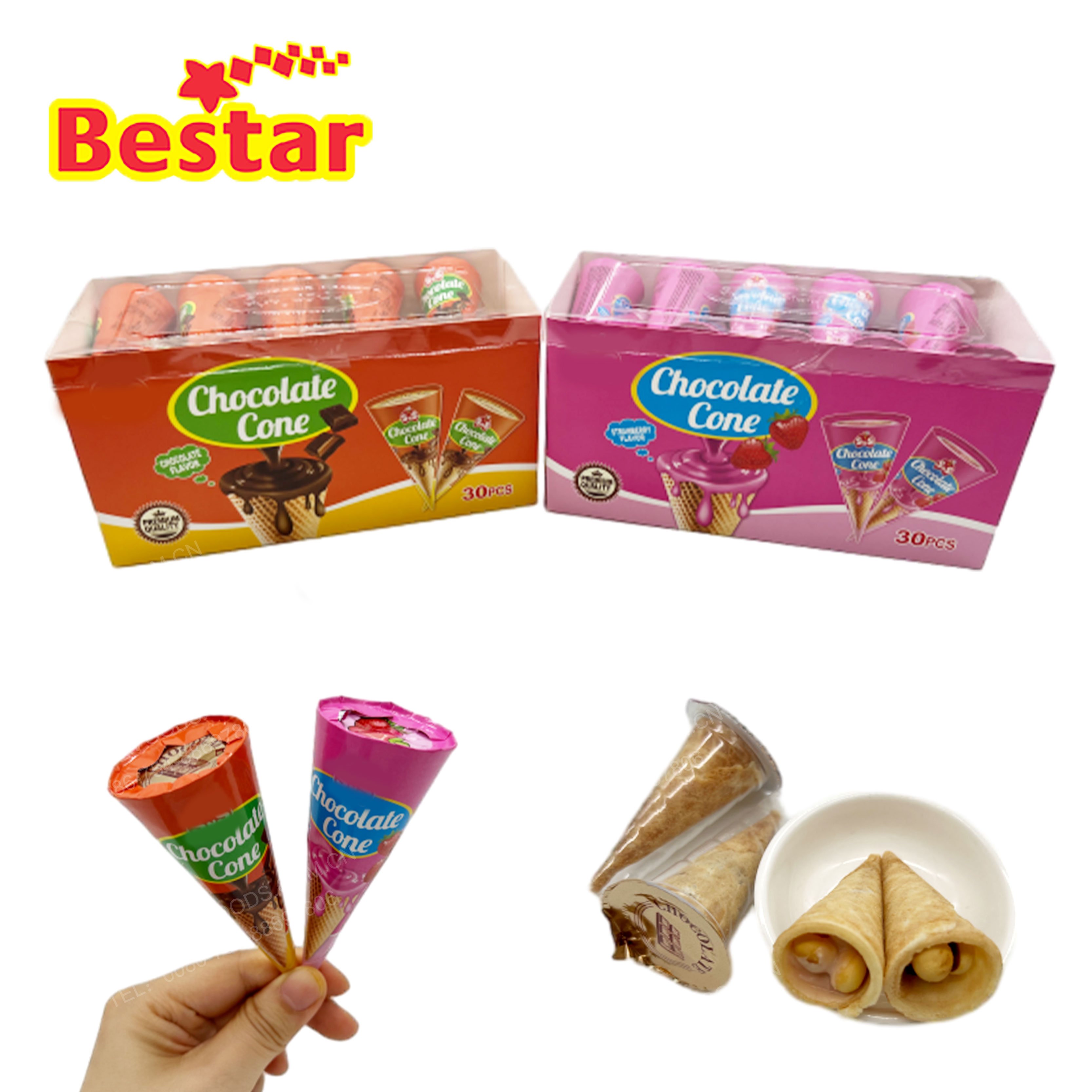 OEM Candy manufacturers Chocolates biscuit crispy ice cream cone chocolate jam with biscuit for kids