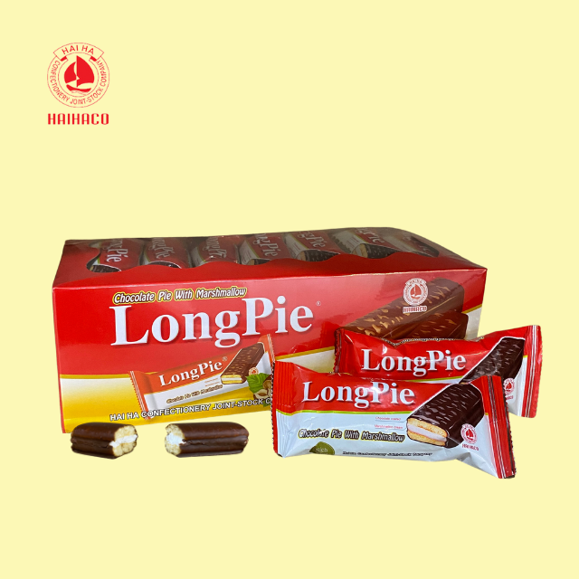 Round soft pie layer delicious Chocolate with marshmallow Pie LONGPIE brand from HaiHa confectionery