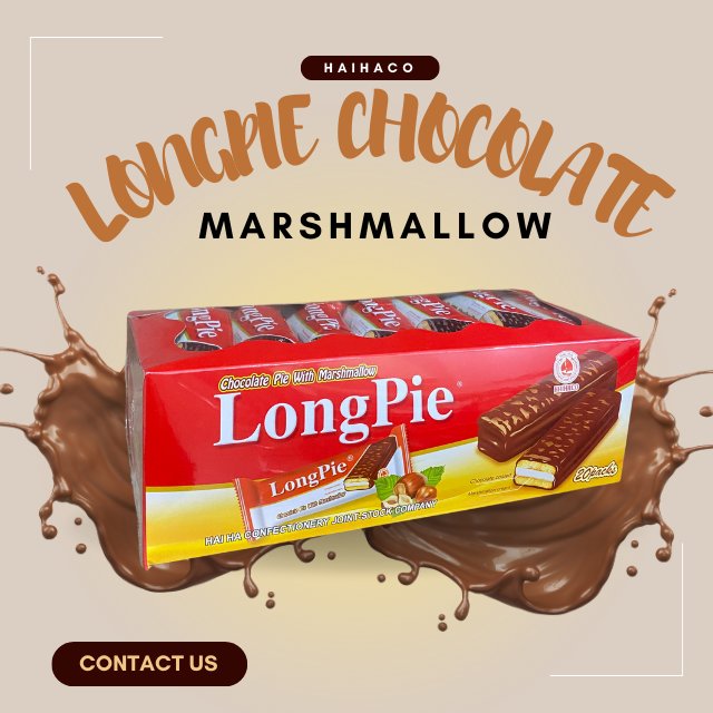 Hot sale 2024 wholesale export confectionery Chocolate with strawberry marshmallow Pie LONGPIE brand from HaiHa confectionery
