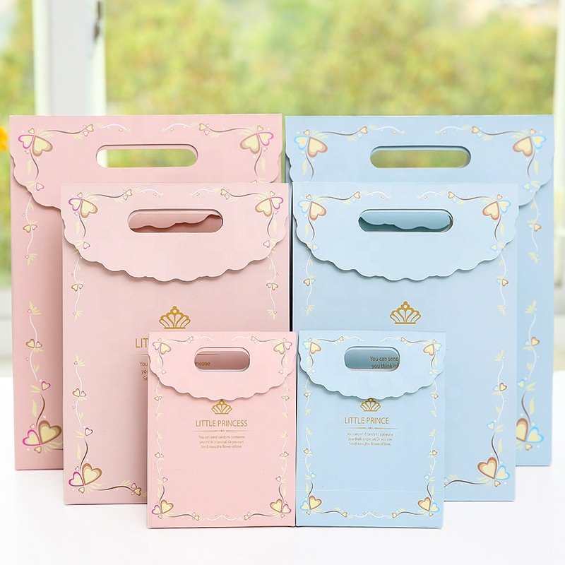 Wholesale mini pink blue Portable cookie chocolate bags wedding favors candy box with handle