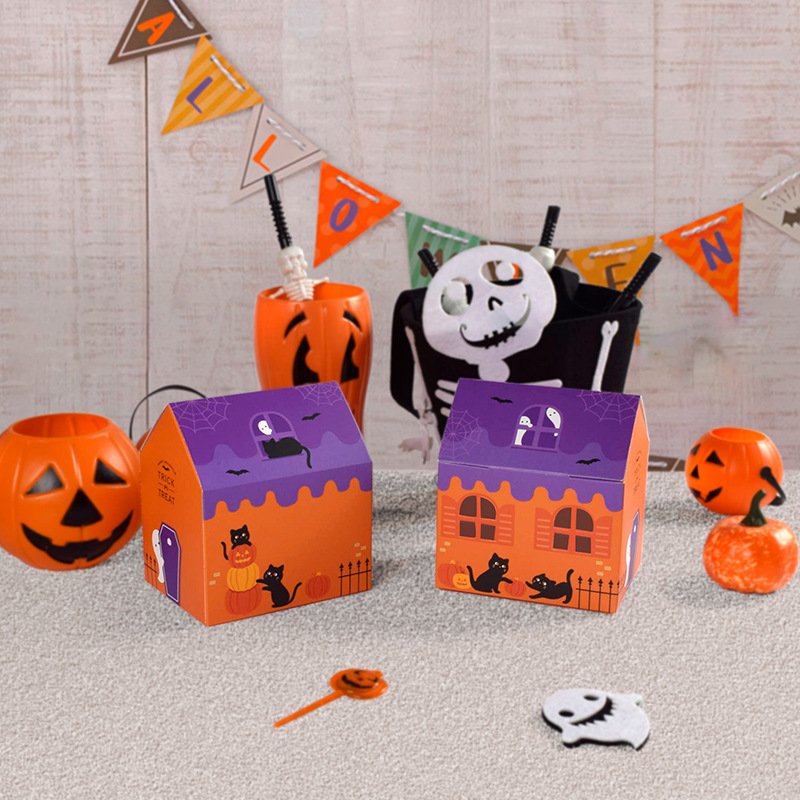 innovative creative christmas theme decoration gift candies biscuit packaging art paper house boxes with window