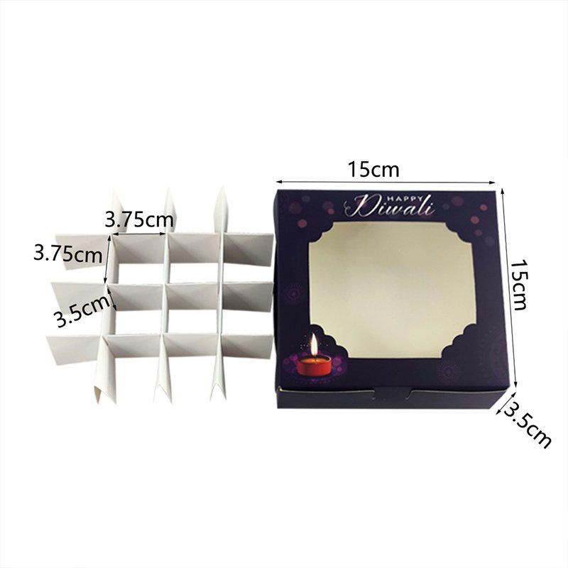 Wholesale unique paper gift box with divider and clear heart shape window for packaging macarons chocolate candy diwali sweet
