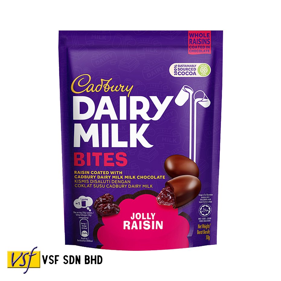 Cadbur y Dairy Milk Chocolate Bites Jolly Raisin 50g x 24 pkts