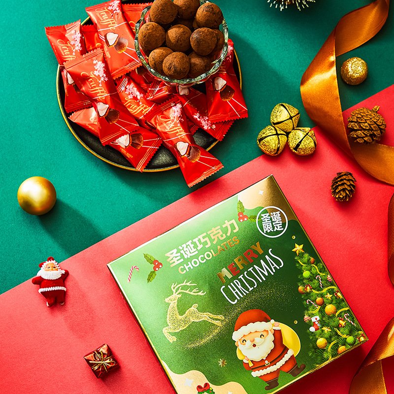 Wholesale chocolate 400g exotic snacks food merry Christmas gift chocolate candy sugar