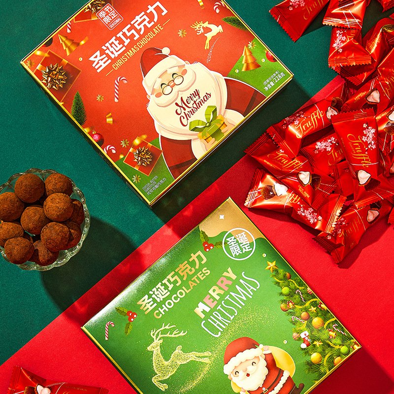 Wholesale chocolate 400g exotic snacks food merry Christmas gift chocolate candy sugar