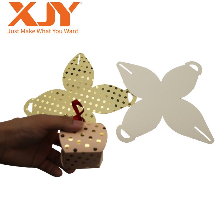 XJY hot stamping Small Luxury Party Invitation Dessert Sweet Packaging Wedding Gift Candy Chocolate Box With Ribbon