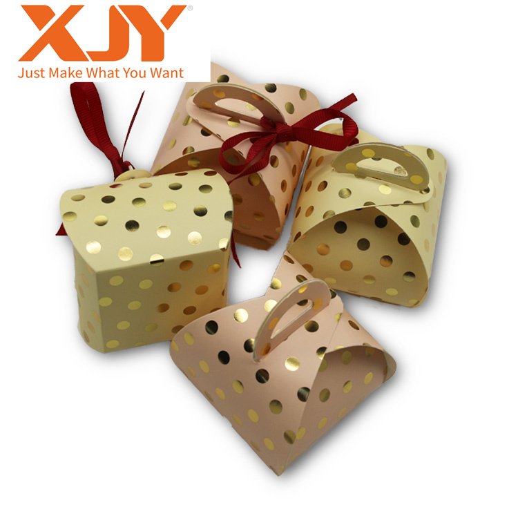 XJY hot stamping Small Luxury Party Invitation Dessert Sweet Packaging Wedding Gift Candy Chocolate Box With Ribbon