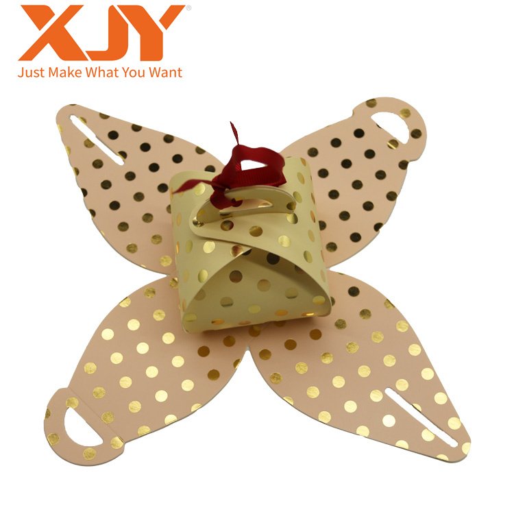 XJY hot stamping Small Luxury Party Invitation Dessert Sweet Packaging Wedding Gift Candy Chocolate Box With Ribbon