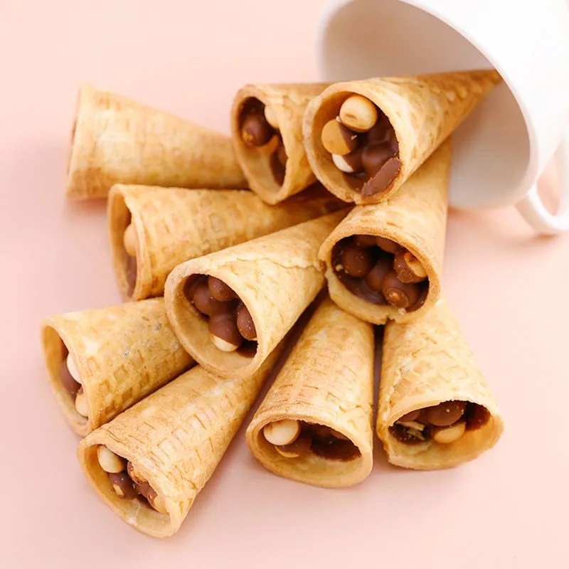 8g chocolate crispy tube mini crispy waffles crispy wholesale chocolates biscuits sandwich ice cream cones chocolate ice cream
