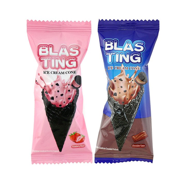 Double Flavors strawberries, chocolate ice cream cone cookies with cream filling