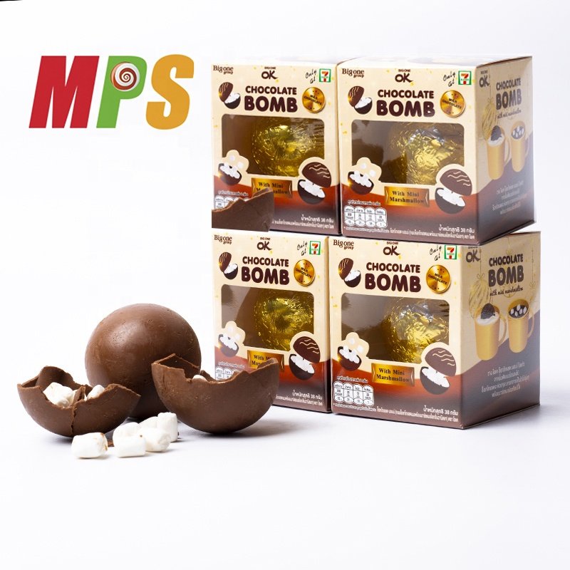 Valentine's Day Hot Chocolate Bombs Ball Fudge Caramel Candy Cocoa Bombs Filled with Marshmallows