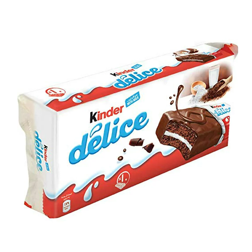 Wholesale Ferrero Kinders Delice Cacao Chocolate Cake with Milk Cream 10 Pack 420g Bulk Stock Sweet Tasting Bar