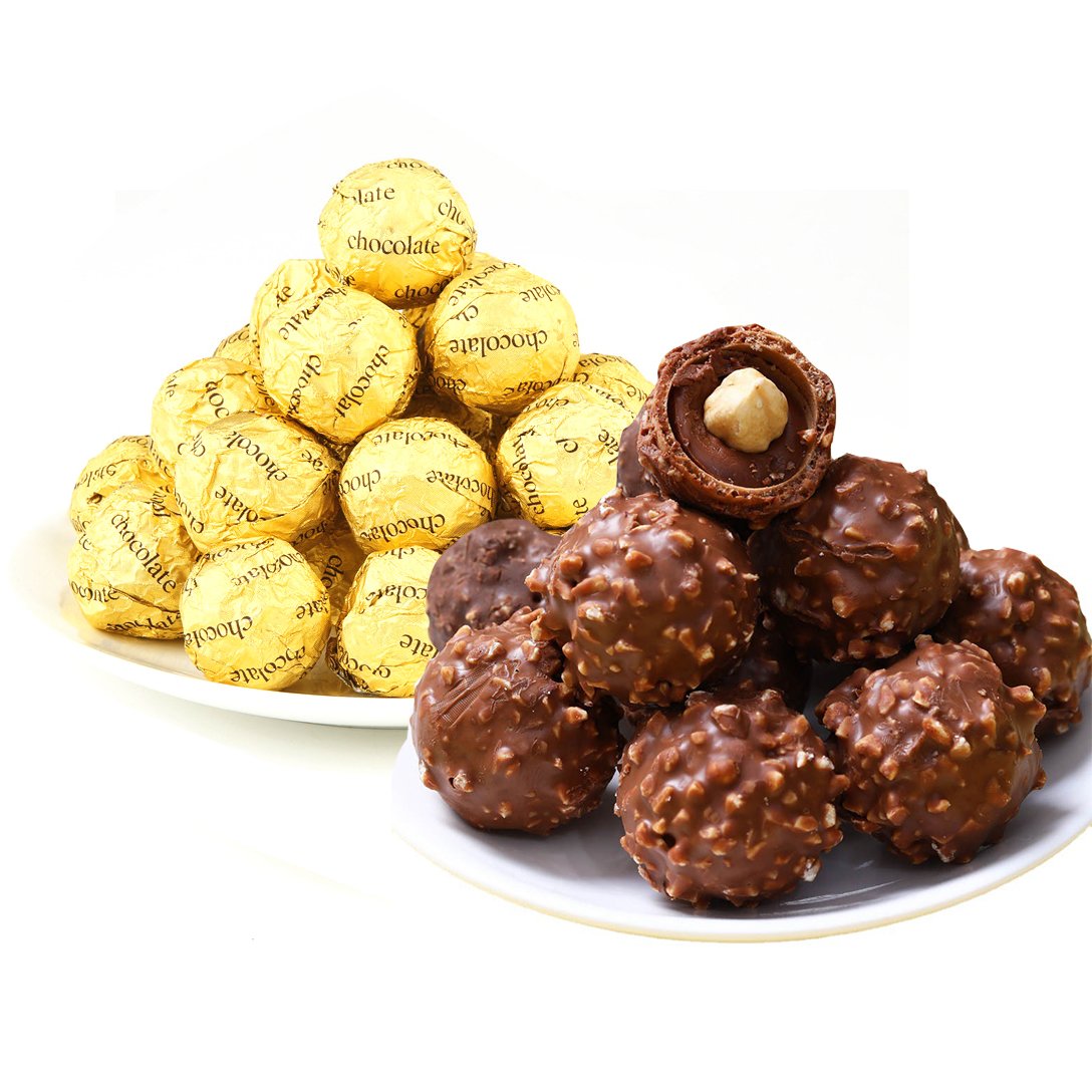 Chocolate Factory Wholesale Palmin Chocolate Spread With Hazelnut Nuts Filled Golden Chocolate Wafer Ball