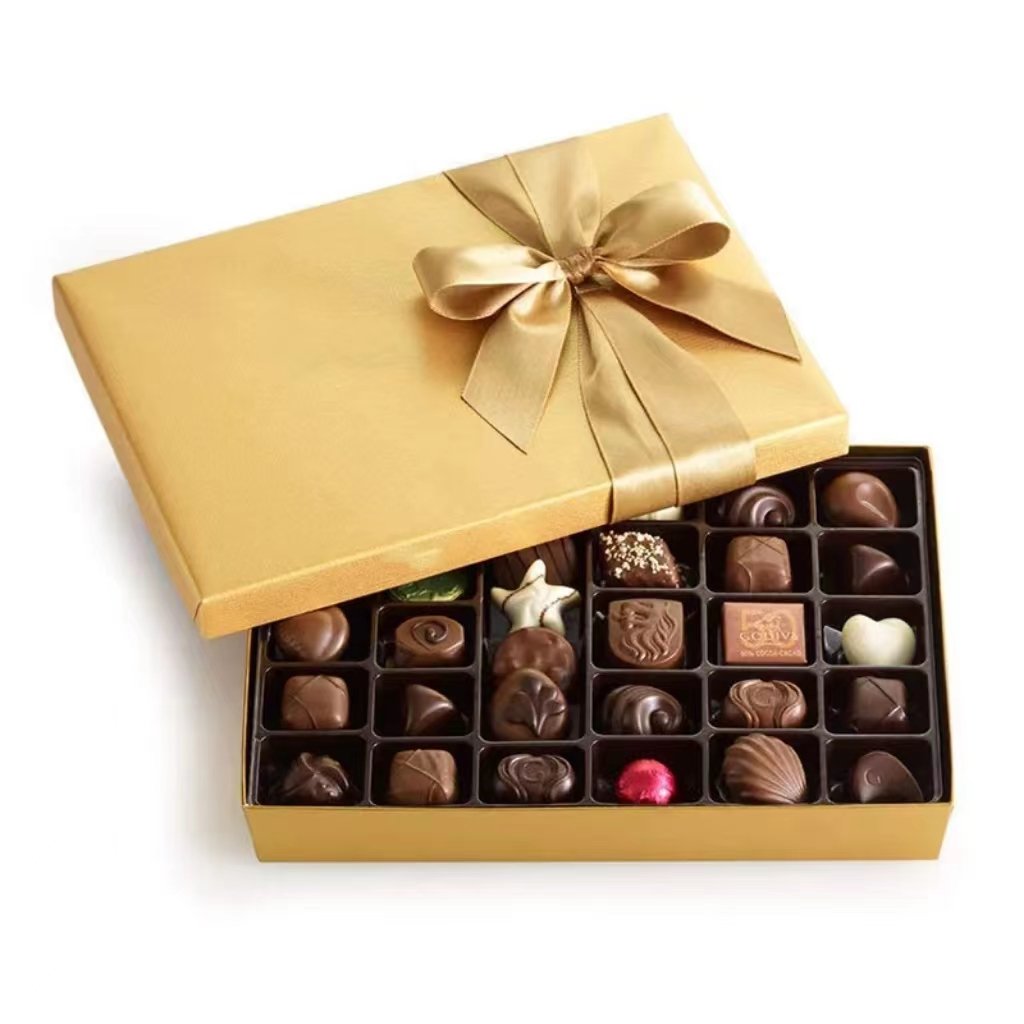 Luxury Wedding Mithai Ribbon Tray Golden Paper Magnet Masure Magnetic Boxes Chocolates bon packages With Insert Grid Dividers