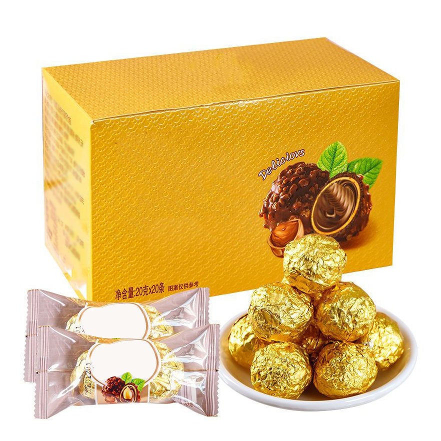 HACCP/BRC Certificate Halal Yummy Palmin Crispy Hazelnut Golden Chocolate Wafer Ball Snacks Candy Wholesale