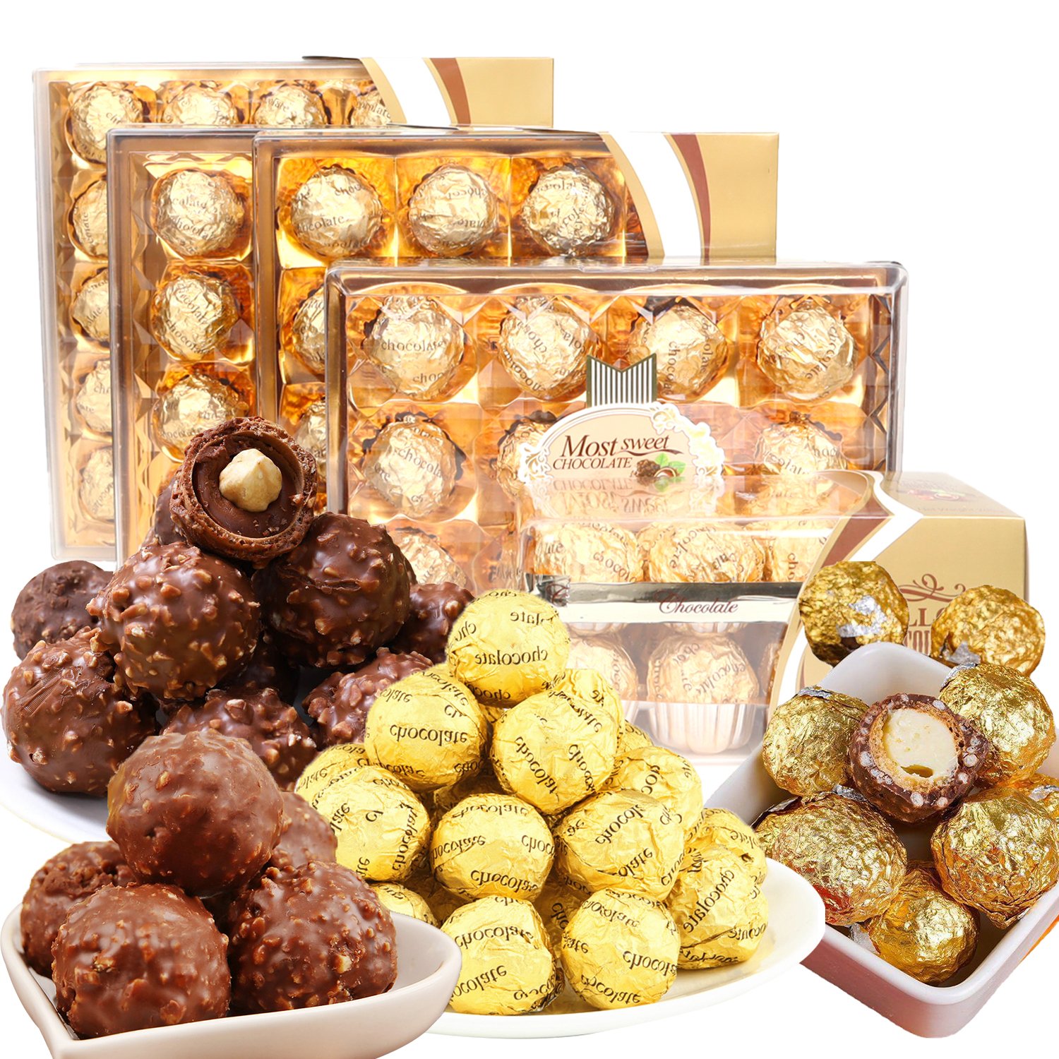 HACCP/BRC Certificate Halal Yummy Palmin Crispy Hazelnut Golden Chocolate Wafer Ball Snacks Candy Wholesale