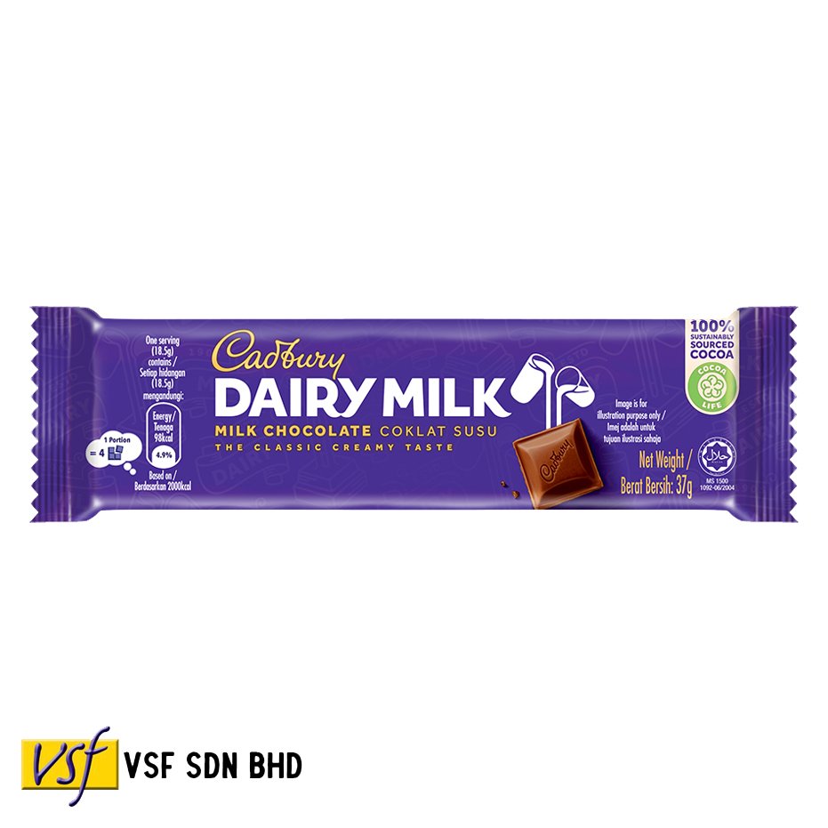 Cadbur y Dairy Milk Chocolate Bar Original 37g x 24 x 12