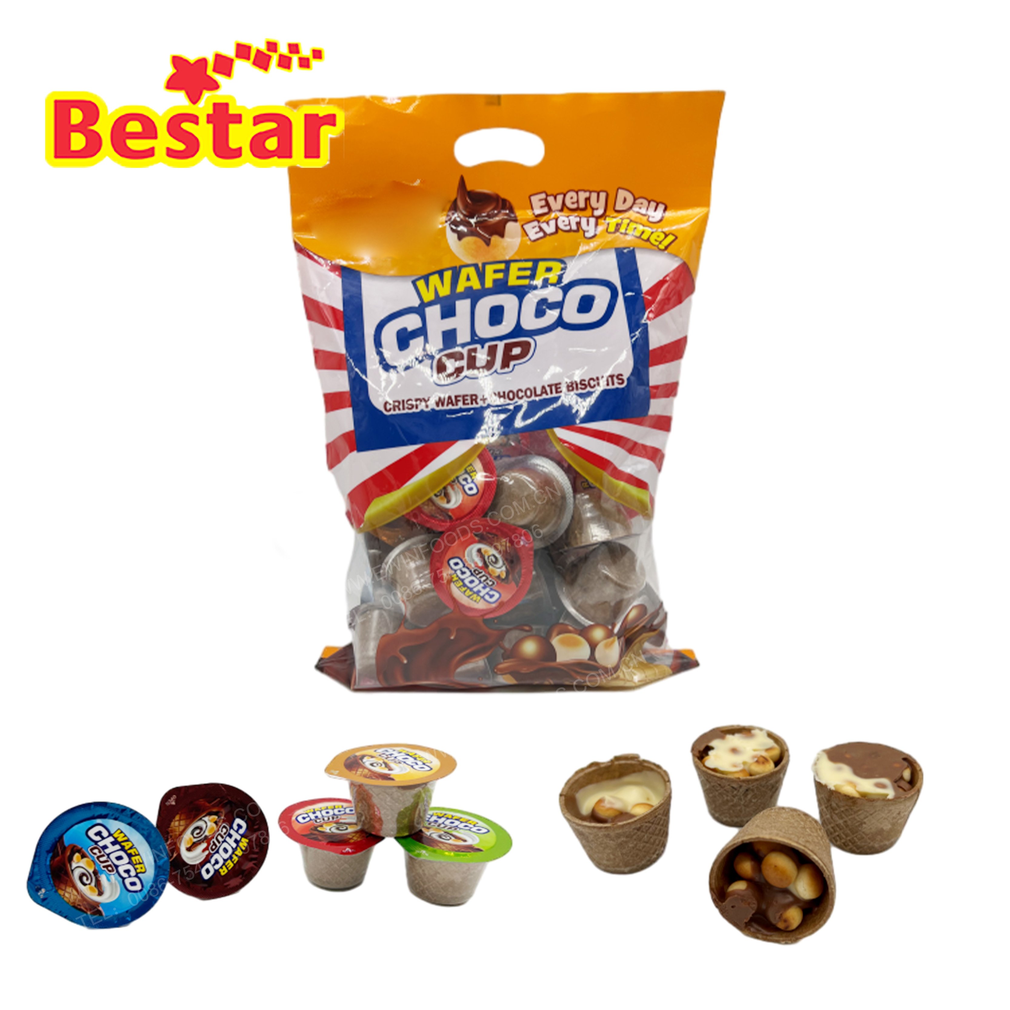 OEM Candy manufacturer snack Halal Chocolate jam with biscuit ball bIscuit cup for kids