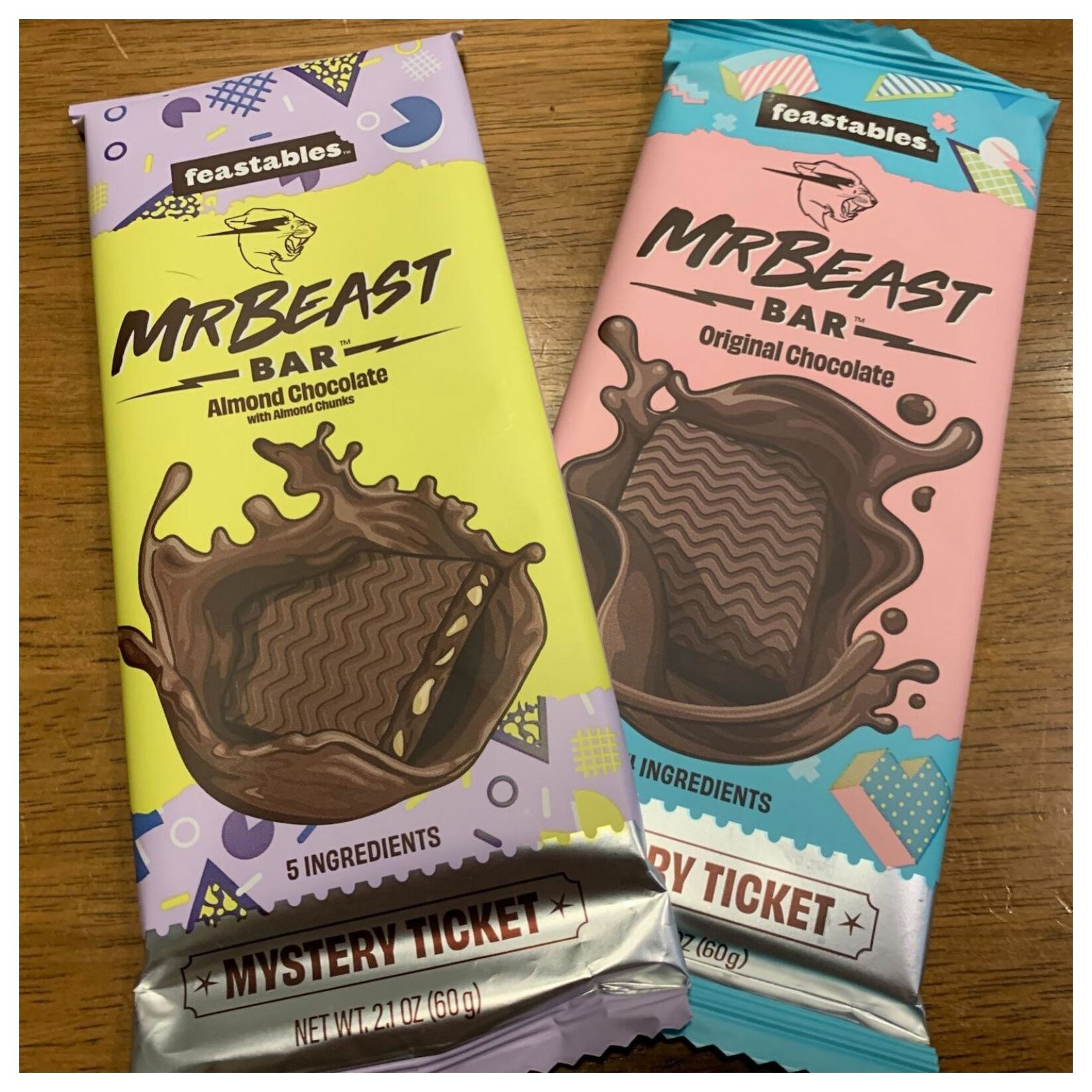 High Quality Feastables MrBeast Milk Chocolate Crunch Bar 60g Mrbeast Chocolate Chocolate Chips Cookie Dough Bulk Order quality