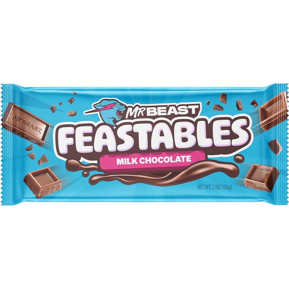 High Quality Feastables MrBeast Milk Chocolate Crunch Bar 60g Mrbeast Chocolate Chocolate Chips Cookie Dough Bulk Order quality