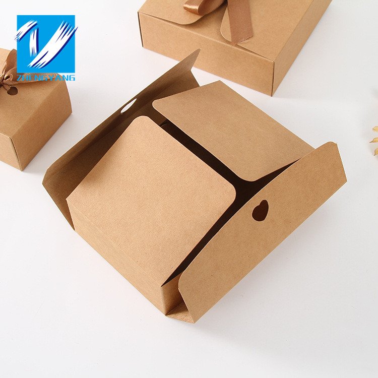Factory customized fancy paper chocolate gift box Brown paper ribbon bow gift box