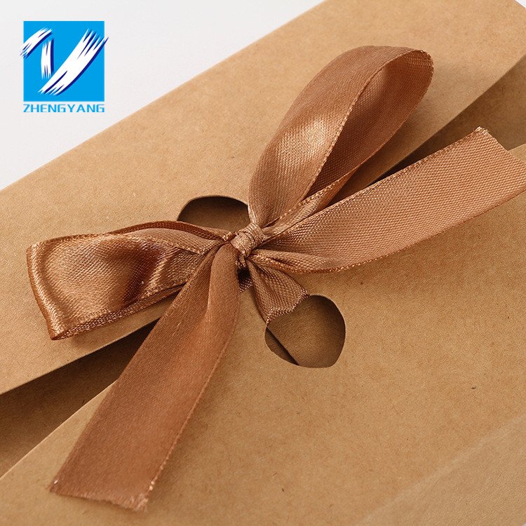 Factory customized fancy paper chocolate gift box Brown paper ribbon bow gift box