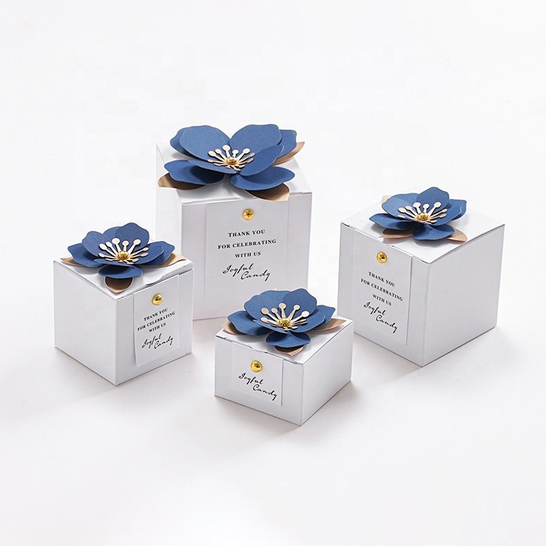 Factory wholesale custom logo 9x9 3D flower square box wedding gift Candy chocolate packaging small paper box thank you box