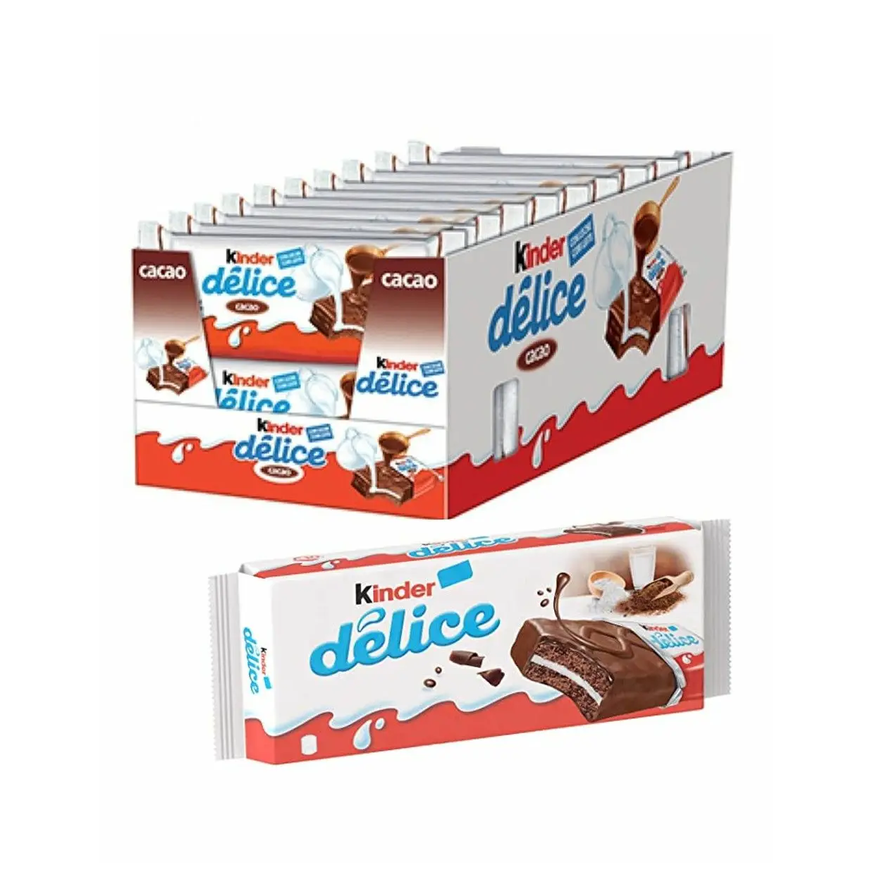 Cheap Wholesale Top Quality Ferreros Kinders Delice Cacao Chocolate Cake with Milk Cream 10 Pack 420g In Bulk