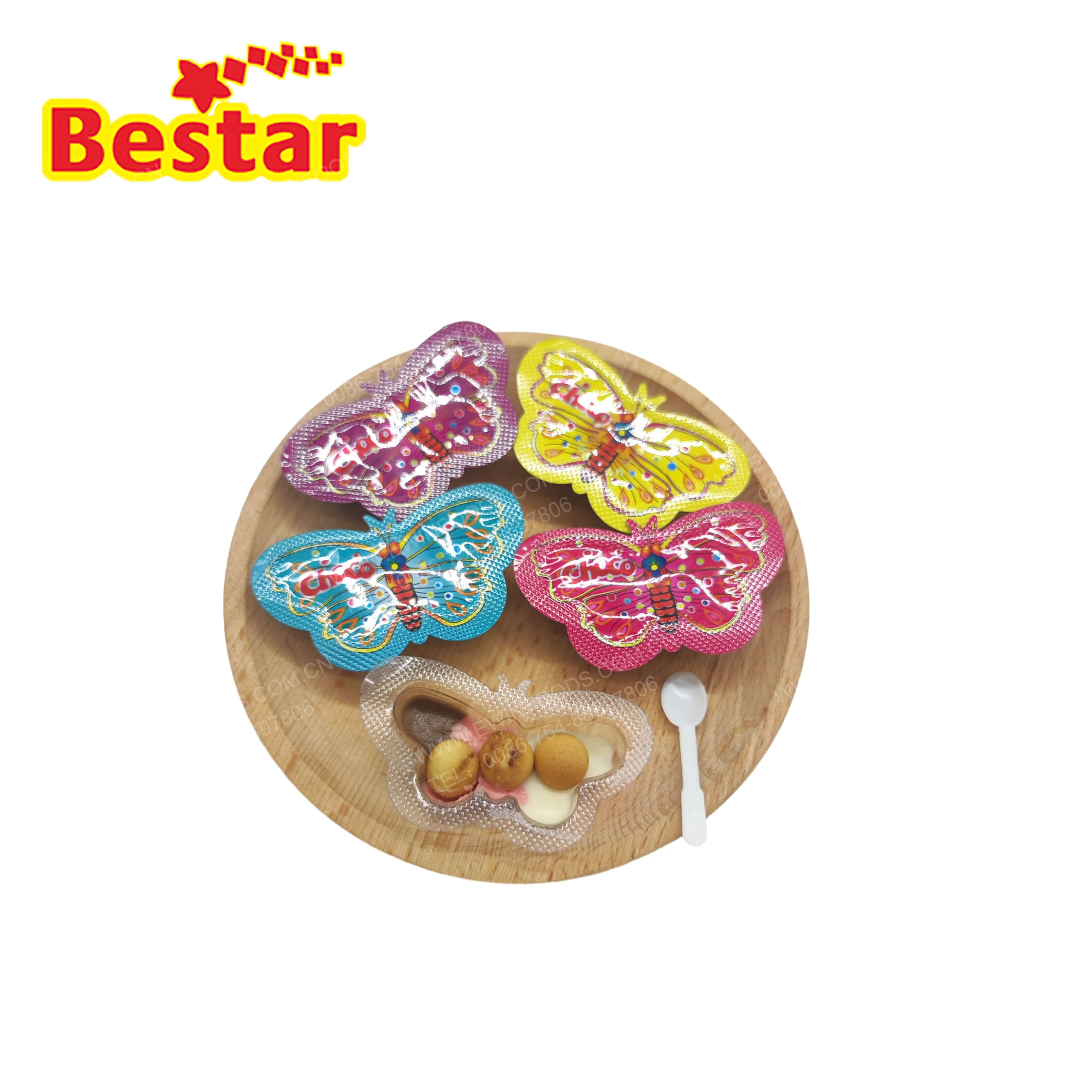 Wholesale Butterfly tri-color chocolate tin snacks Comes with a scoop for party holiday