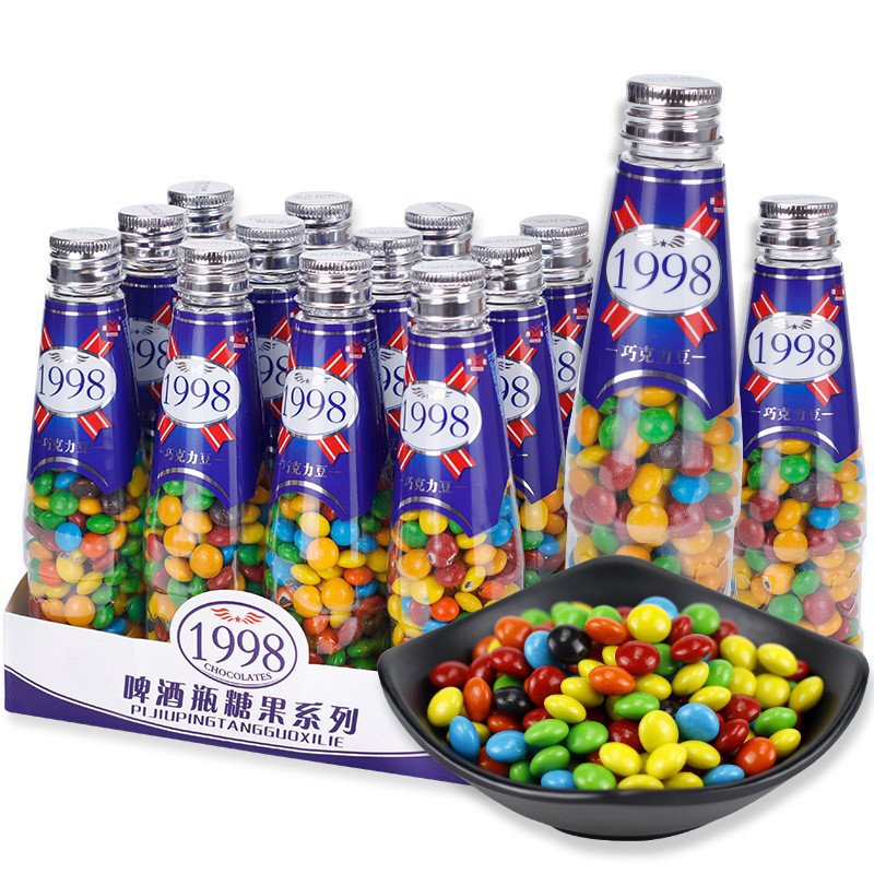 chocolate bean in winebottle candy chocolate biscuit snack halal colorful crispy sugar coated milk chocolate