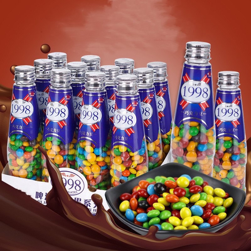 chocolate bean in winebottle candy chocolate biscuit snack halal colorful crispy sugar coated milk chocolate