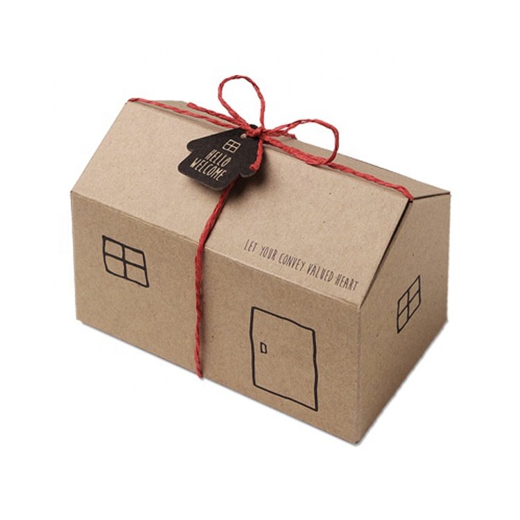 OEM wholesale bakery Chocolate box new design house pattern paper cardboard cookie box packaging for kid