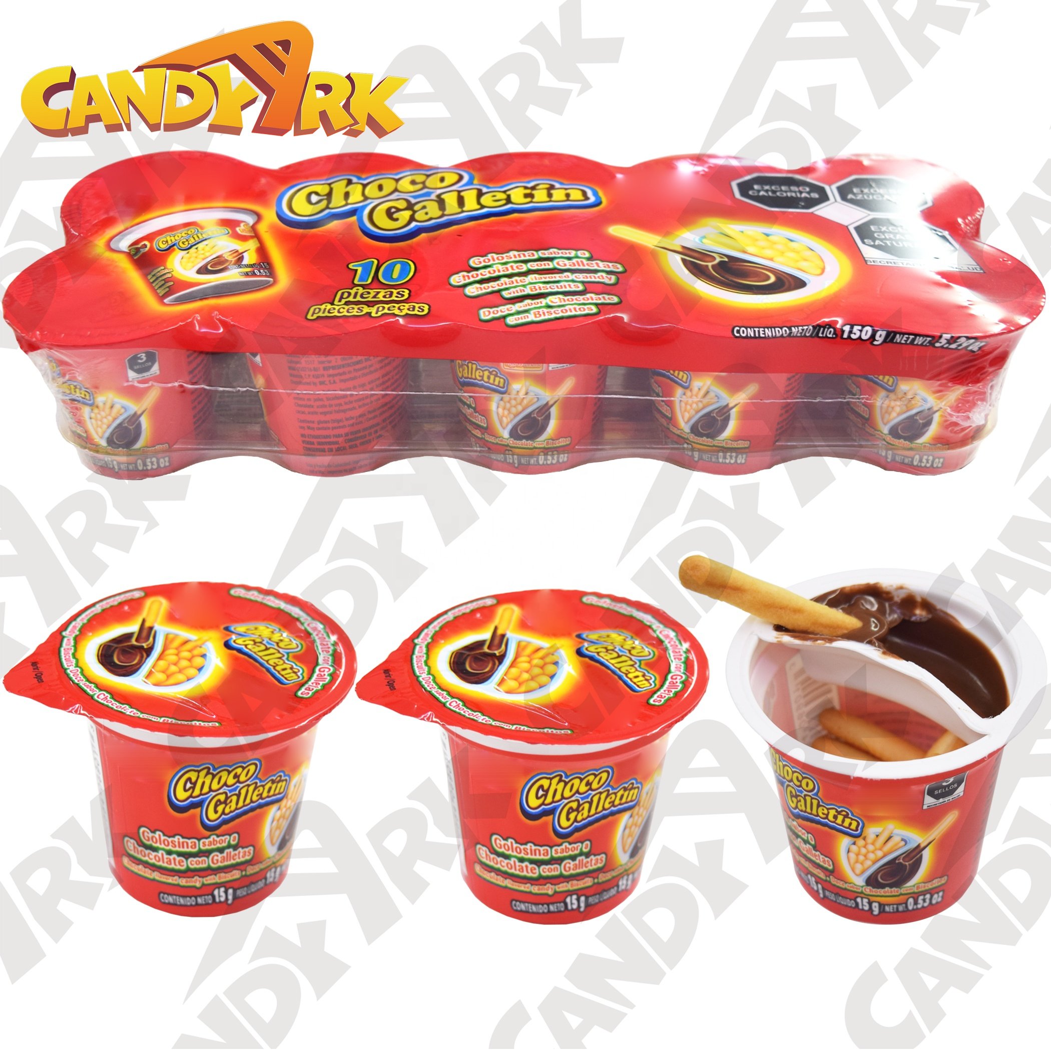 Delicious candy chocolate biscuit cup with jam