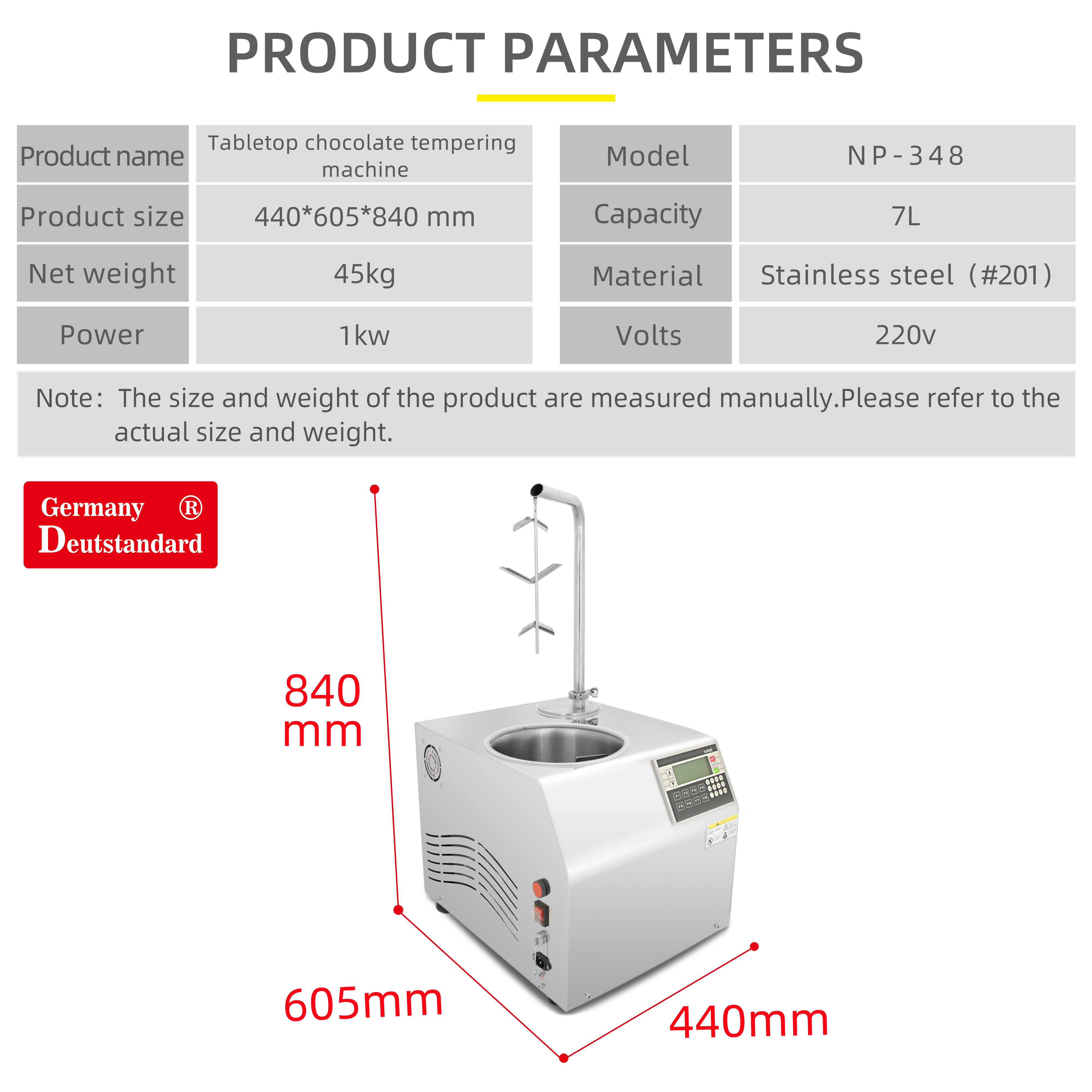 Deutstandard NP-348 Tempering Chocolate Fountain Faucet Machine Strawberry Chocolate Machine Germany Motor Hot Product 2019 45