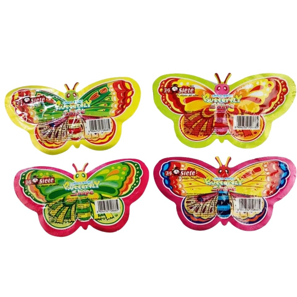 Quality Confectionery candy Butterfly chocolate jam coated biscuit in bag packing candy