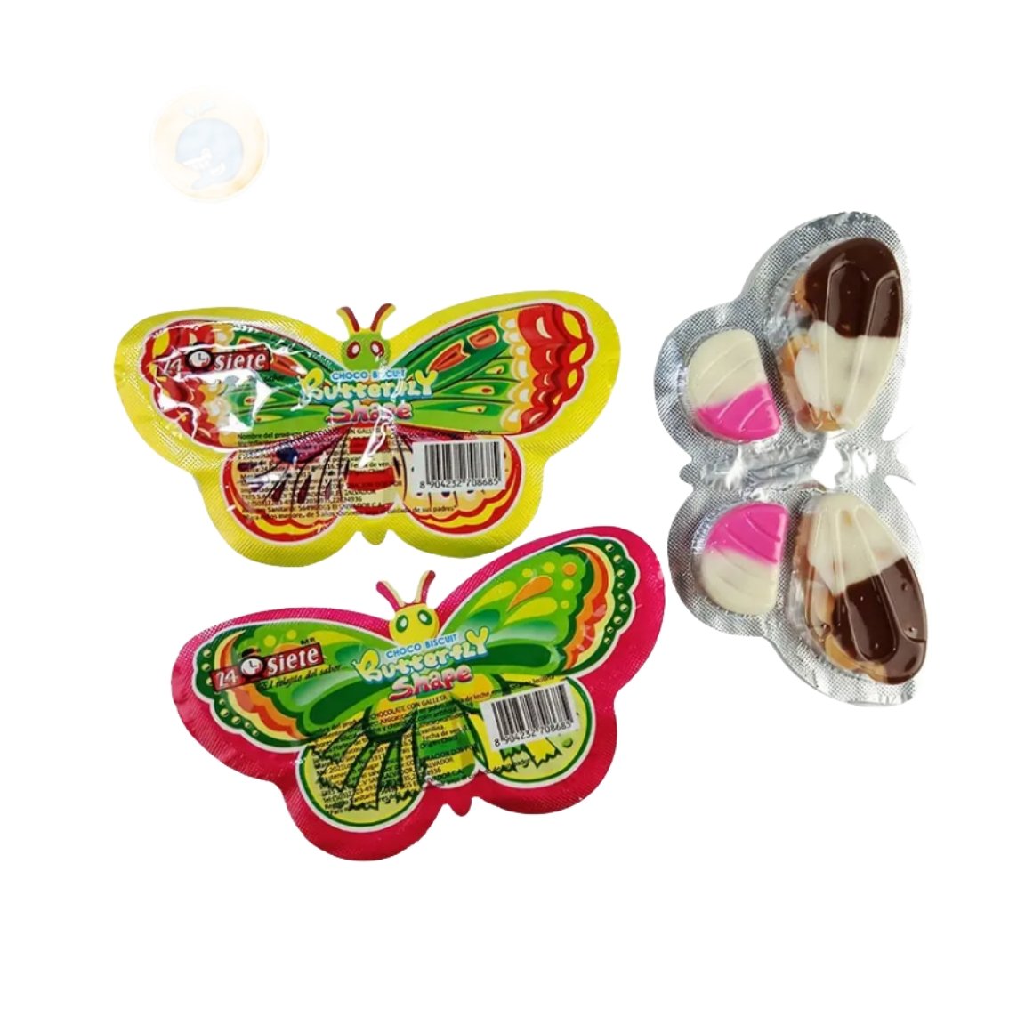 Quality Confectionery candy Butterfly chocolate jam coated biscuit in bag packing candy